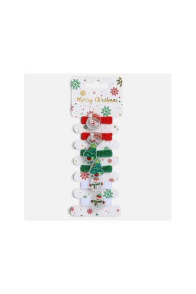 Jumbo Set 6 Elastice de Par Frotte de Craciun Rosu Verde Alb cu Figurine cu G...
