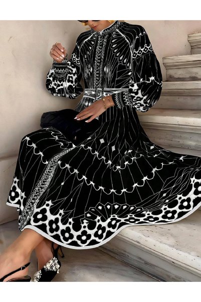 Evendi Rochie medie, Alb/Negru