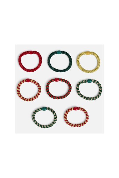 Jumbo Set 8 Elastice de Par de Craciun in Diverse Culori cu Margele in Cutie ...