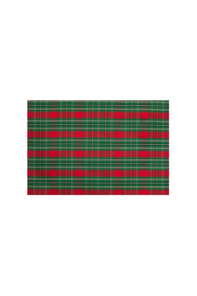 Jumbo Suport Farfurii de Craciun Rosu in Carouri Verzi 45x30cm