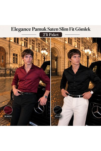 BASEL.CO Elegance Cotton Satin Slim Fit Shirt