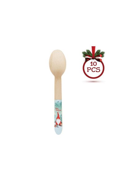 Jumbo Lingurite din Lemn de Craciun Gnome 16cm - 10buc