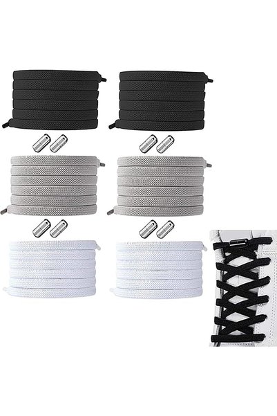 ALMEKAQUZ 3 Pairs Untied Elastic Shoelaces, Casual Athletic Lace Buckles, One...