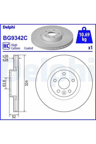 DELPHİ Спирачен диск BG9342C, комплект от 2 бр.