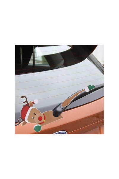 Jumbo Autocolant Auto Decorativ de Craciun cu Cerb ce Saluta 20.7x31.5cm