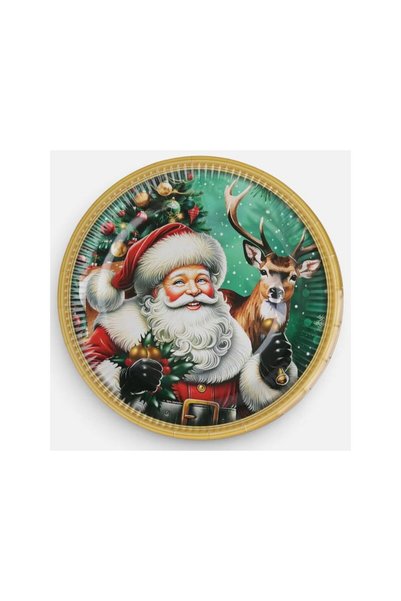 Jumbo Set 25 Farfurii din Hartie pentru Petrecere Mos Craciun si Ren Ø23cm