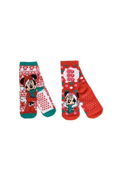 Jumbo Sosete de Craciun Rosii cu Buline Albe Inimi Minnie Mouse Anti-slip pen...