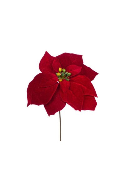 Jumbo Floare Decorativa de Craciun Rosie Catifelata 20cm
