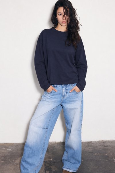 The Champ Clothing تي شيرت نسائي بأكمام طويلة وقصة عادية، لون كحلي أساسي - يا...