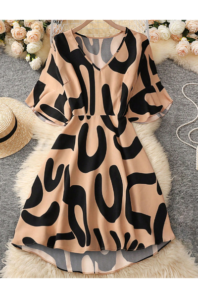 Evendi Short dress, Brown/Black