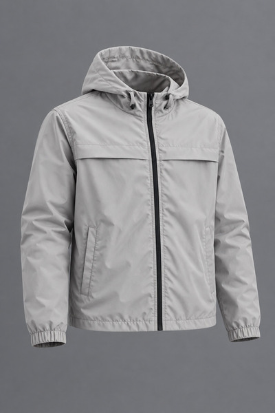 DAMGA JEANS Men's Spring Stone Raincoat with Stand-Up Collar, Hood, and Zipper