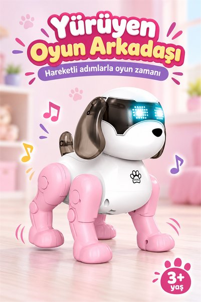 TinyCare Yürüyen Müzikli Işıklı Robot Köpek Oyuncak Farklı Melodili emekleme yardımcısı robot