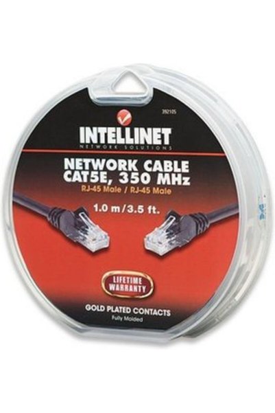 Intellinet Καλώδιο δικτύου Ethernet U/UTP Cat.5e 1m Μαύρο Κωδικός: 392105