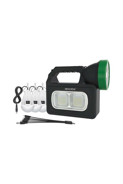 FOXMAG24 Solar Flashlight Kit, 3 LED Bulbs, Solar Panel, Rechargeable Battery