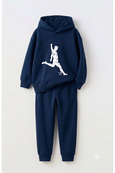 Let's Wear Footballer Premium Sweatshirt & Tracksuit Set for Kids - 2-Piece S...
