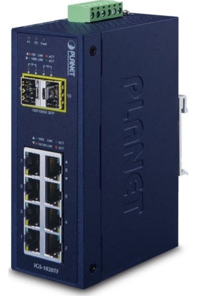 Planet IGS-1020TF Ανεξέλεγκτος διακόπτης L2 PoE+ με 8 θύρες Gigabit (1Gbps) E...