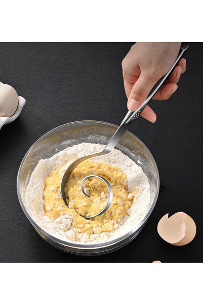 SYOSI 10 Inch Seamless Danish Dough Whisk, Stainless Steel Dutch Bread Mixing...