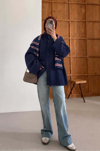 Rimel Moda Sofistik Hırka Lacivert