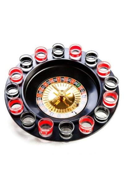 FOXMAG24 Shot Roulette Game, 29cm, 16 Red and Black Glass Shot Glasses, 2 Ste...