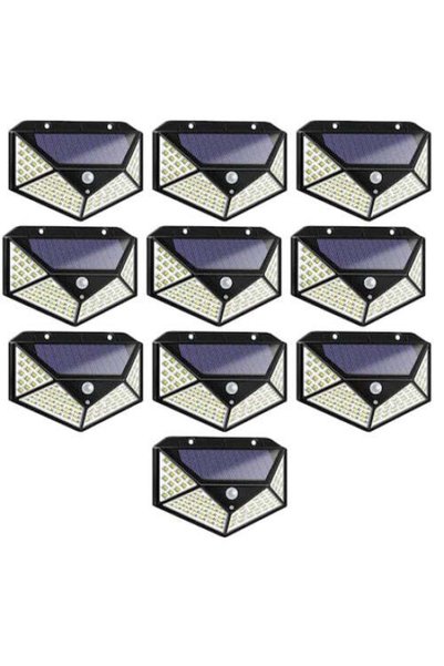 FOXMAG24 Set de 10 lumini solare, senzor de mișcare, 3 trepte, 100 LED-uri, n...