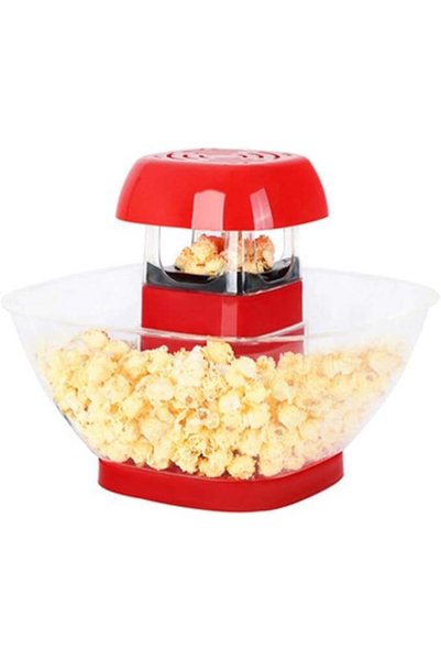 FOXMAG24 Hot Air Popcorn Maker, 1200W, Detachable Bowl, Red