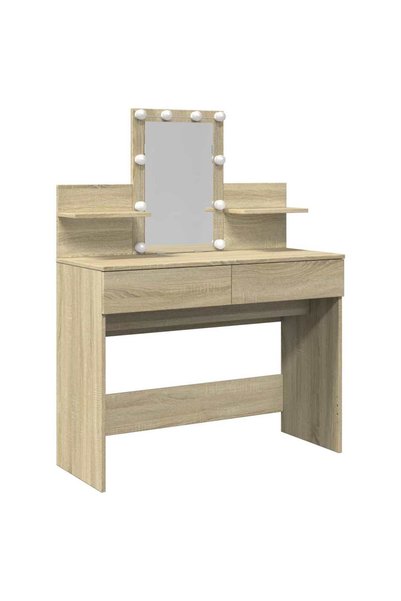 vidaxl Masă de toaletă cu LED, stejar sonoma, 100x40x130 cm