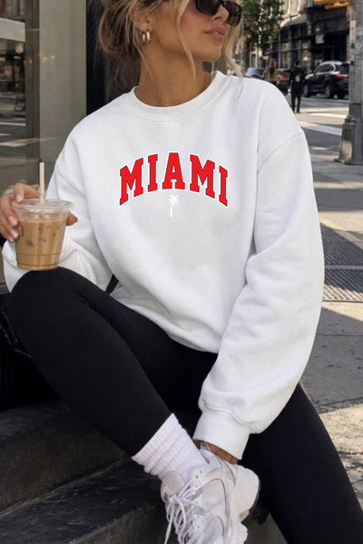 trendypassion Unisex Miami Printed Crew Neck Sweatshirt