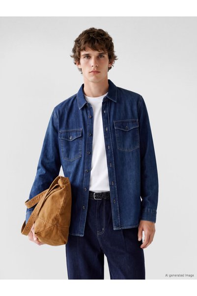 LC Waikiki Rmz Gi̇yi̇m Farkiyla Standard Fit Men's Jean Shirt