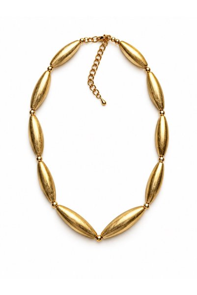 Sacha Accessories قلادة ذهبية بسلسلة من الخرز البيضاوي.