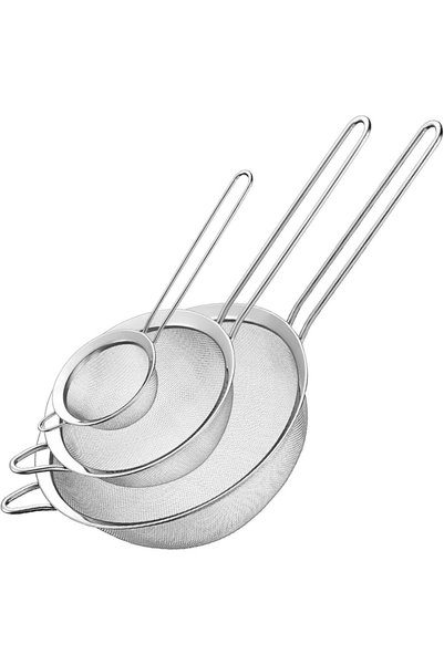 Tazweeq 3 Piece Fine Mesh Strainers Set, Stainless Steel Kitchen Strainers wi...