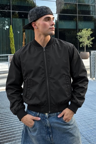 DAMGA JEANS Ανδρικό μαύρο αδιάβροχο υψηλής ποιότητας με φερμουάρ