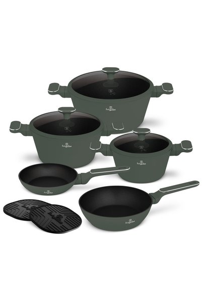 Berlinger Haus Set de 10 oale și tigăi antiaderente – Verde mat BH 8207NN, ve...