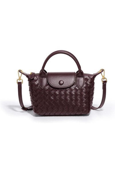 Generic Mini Small Size Braided Luxury Leather Women's top Handle Handbag Fas...