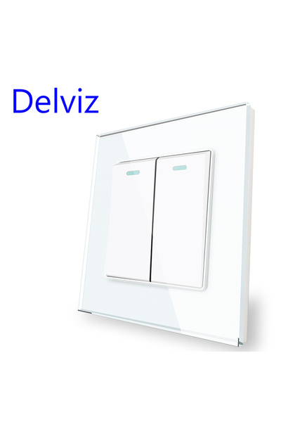 Choice 2 Gang 2 Way Delviz Toughened Glass Switch, White Crystal Panel 16A Po...