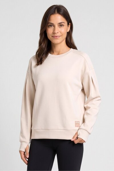 Anta Women Sportwear Fit Long Sleeve Training Sweatshirt, Beige