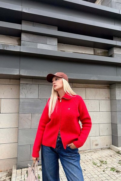 lizge giyim Double Zippered Knitwear Cardigan