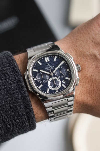 Homies Navy Blue Dial, Silver Steel Strap, Chronograph Men's Watch (in a Spec...