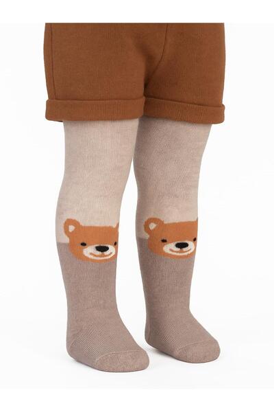 Civil Baby Face Bear Towel 6 - Baby Boy Tights - Beige