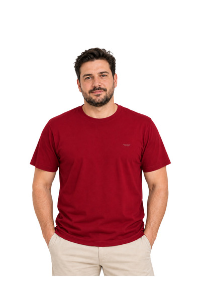 BattalModa Burgundy Short Sleeve Basic T-Shirt M-L-Xl-2Xl