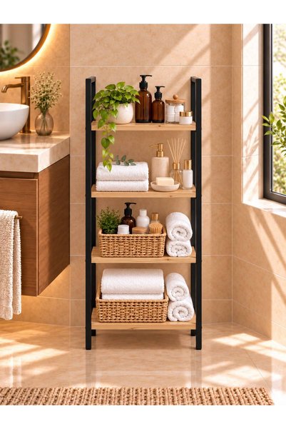 EGEMEV Banyo Düzenleyici Mutfak Rafı Banyo Dolabı Çok Amaçlı Dolap 4 Katlı Metal Mutfak Düzenleyici banyo rafı