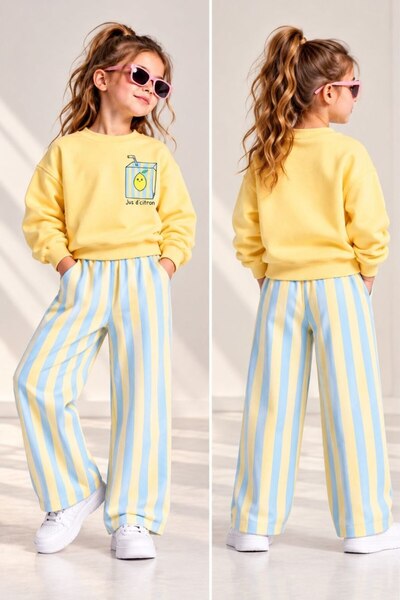 Pamuklu Baskılı Sweatshirt ve Pantolon Takım