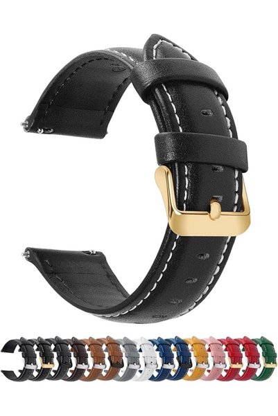 Fullmosa Watch Band, Quick Release Leather Watch Strap Compatible with Samsun...