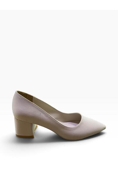 Shoes Γυναικείες γόβες με κοντό, χοντρό τακούνι, από σατέν, απλά