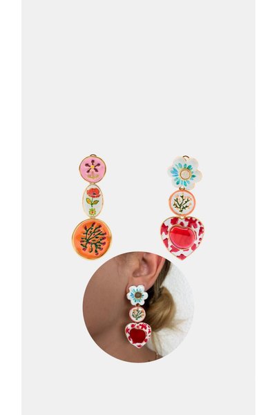 PULLEAR Marka Zr Model Floral Resin Earrings