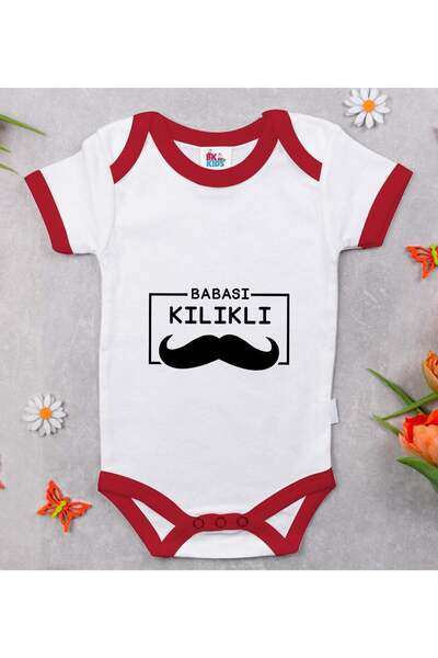 Bk Gift Bk Kids Red Baby Bodysuit with a Father-Themed Design - 1, 0-3 Months.