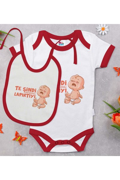 Bk Gift BK Kids "I'm Going to Pull It Off Now" Design Red Baby Bodysuit and B...