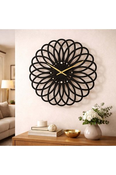 Vivendo Ceas de perete 30 cm design geometric 3D modern silentios culoare neagra