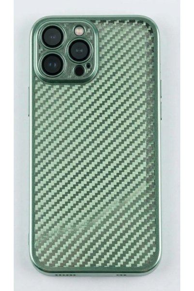 kılıfınbenden غطاء هاتف iPhone 11 Pro، تصميم من ألياف الكربون باللون الأخضر.