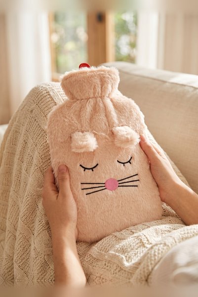 Snow Homs Hot Water Bottle, 2 L, with Plush Cover, Embroidered with a Powder-...