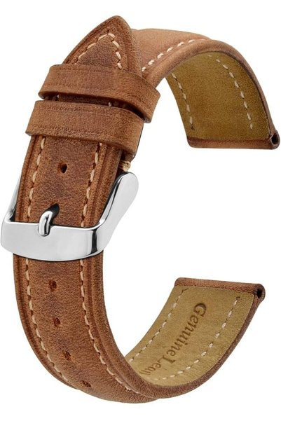 BISONSTRAP حزام ساعة بديل مصنوع من الجلد بتصميم كلاسيكي، عرض الحزام: 14 مم، 1...